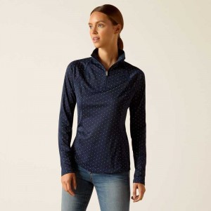 Ariat Sunstopper 3.0 1/4 Zip Baselayer Navy | 341RTNUXZ