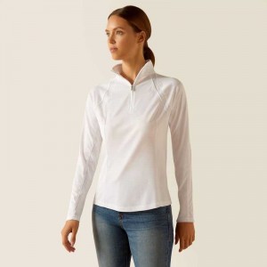 Ariat Sunstopper 3.0 1/4 Zip Baselayer White | 762CTELFG