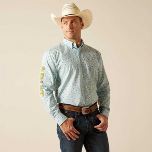 Ariat Team Colton Classic Fit Shirt Light Turquoise | 431NVESHR