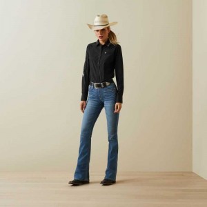 Ariat Team Kirby Stretch Shirt Black / Silver | 831VSNLRO