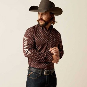 Ariat Team Koen Fitted Shirt Brown / Brown | 451RQEAHN