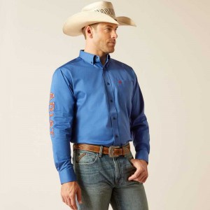 Ariat Team Logo Twill Classic Fit Shirt Deep Blue | 705DFUSQI