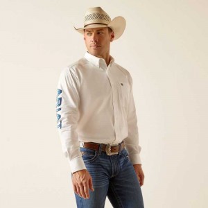 Ariat Team Logo Twill Classic Fit Shirt White | 185TGFJWO