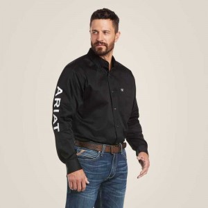 Ariat Team Logo Twill Classic Fit Shirt Black / White | 801LCRHNO