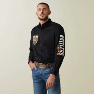 Ariat Team Rattlers Twill Classic Fit Shirt Black | 207PBJQOR