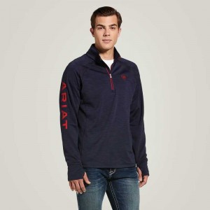 Ariat Tek Team 1/2 Zip Sweatshirt Navy | 129CELMNI