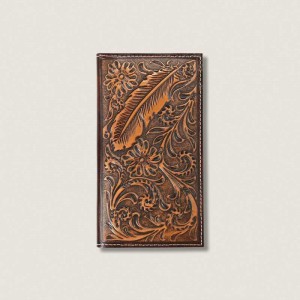 Ariat Tooled Feather Rodeo Wallet Brown | 856UFYIMZ