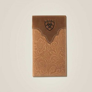 Ariat Tooled Leather Rodeo Wallet Brown | 736CNHMLZ