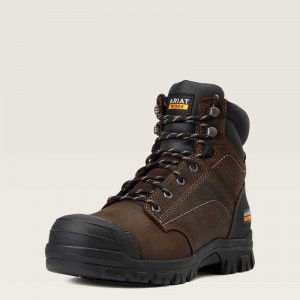 Ariat Treadfast 6' Waterproof Steel Toe Work Boot Dark Brown | 164IWJRFY