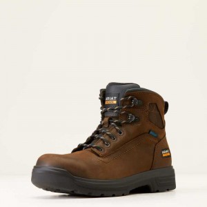 Ariat Turbo 6' Waterproof Work Boot Brown | 091PTUVXE