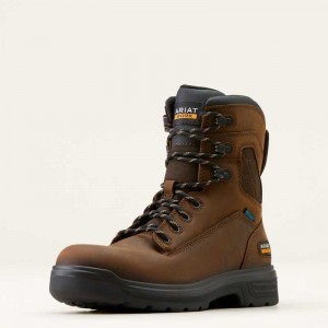 Ariat Turbo 8' Waterproof Work Boot Brown | 953KPBGUN