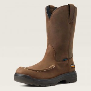 Ariat Turbo Moc Toe Waterproof Work Boot Beige | 594NAQGJM