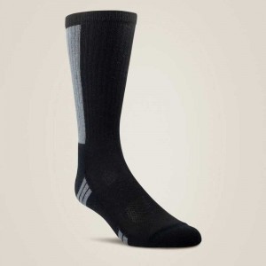 Ariat VentTEK Mid Calf Performance Sock 2 Pair Pack Black | 063UESFHM