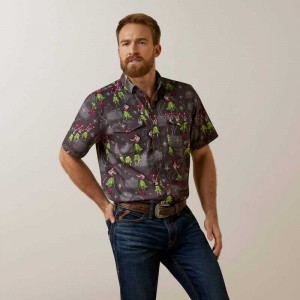 Ariat Venttek Western Aloha Fitted Shirt Grey | 308MGPXFZ