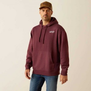 Ariat Western Vertical Flag Hoodie Berry Bark Heather | 875TQHKZB