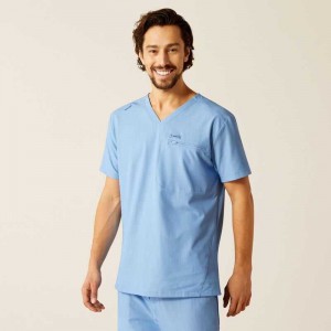 Ariat Whitman Scrub Top Light Blue | 739IMAVUQ