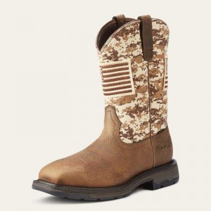 Ariat WorkHog Patriot Steel Toe Work Boot Brown Camo | 453ABNXRO