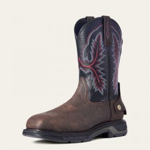 Ariat WorkHog XT EZ Zip Carbon Toe Work Boot Brown | 976WKQYGD