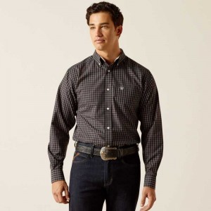 Ariat Wrinkle Free Brooklyn Fitted Shirt Black | 583PLCEAT