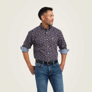 Ariat Wrinkle Free Elliott Fitted Shirt Black | 297DBGEKY