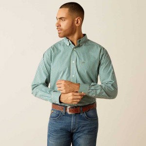 Ariat Wrinkle Free Gus Classic Fit Shirt Turquoise | 805SYCXZQ