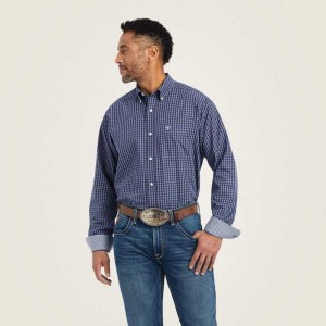 Ariat Wrinkle Free Immanuel Classic Fit Shirt Midnight Sail | 739YXOVQA