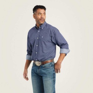 Ariat Wrinkle Free Immanuel Fitted Shirt Midnight Sail | 136BEZDQT