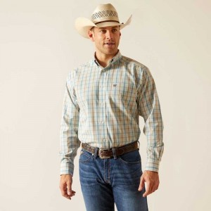 Ariat Wrinkle Free Ivar Classic Fit Shirt Blue | 843FBUHCQ