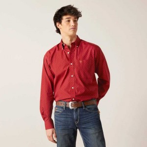 Ariat Wrinkle Free Kaisen Classic Fit Shirt Red | 952DFSVAY