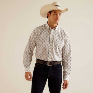 Ariat Wrinkle Free Remington Classic Fit Shirt Beige | 892BCOFGJ