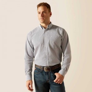 Ariat Wrinkle Free Wes Classic Fit Shirt Navy | 802WJKRYC