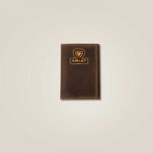 Ariat Yellow logo trifold wallet Brown | 893UBYTPK