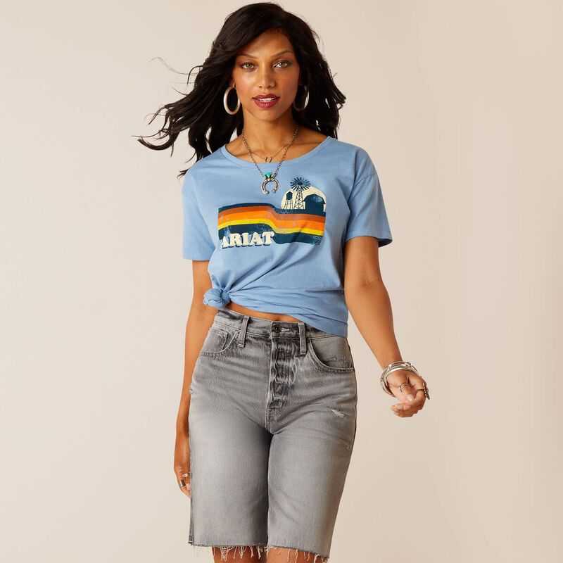 Ariat Acres T-Shirt Light Blue | 230SRDJYI