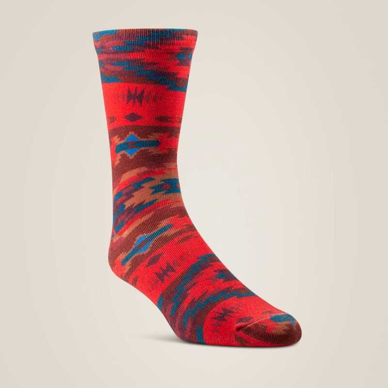 Ariat Adobe Canyon Crew Sock 2 Pair Multi Color Pack Red / Turquoise | 835KUDNBG