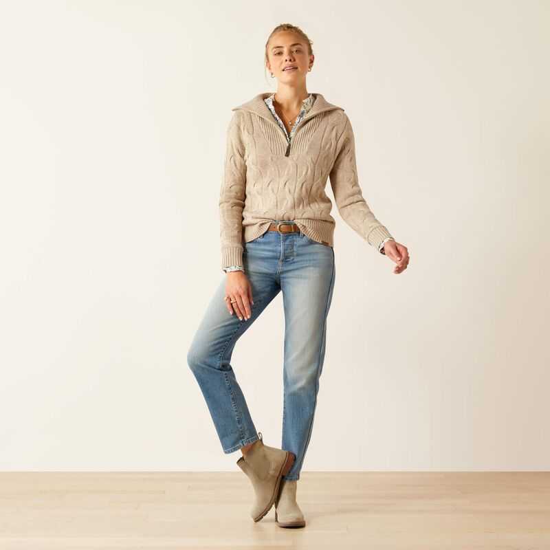 Ariat Alamere Sweater Beige | 934JPXBMQ