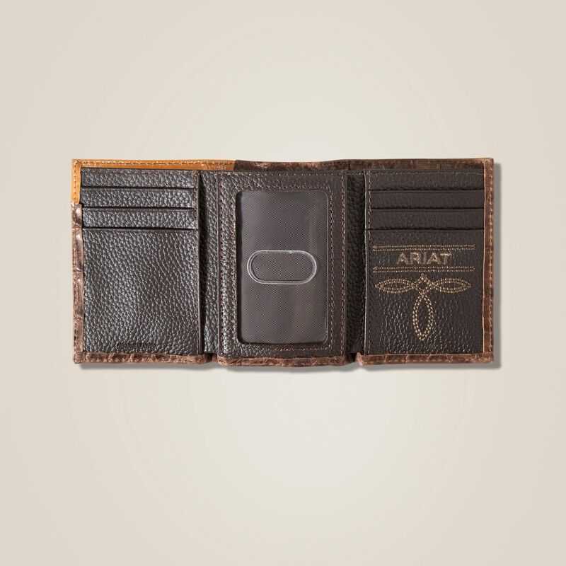 Ariat Alligator Trifold Wallet Brown | 271ZGCEPY