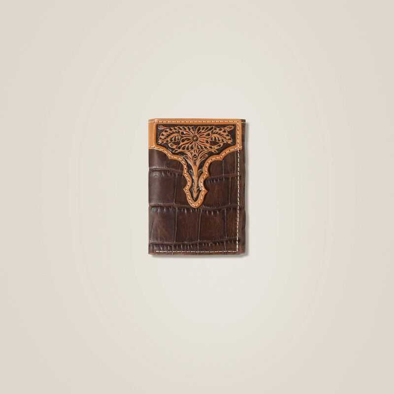 Ariat Alligator Trifold Wallet Brown | 271ZGCEPY