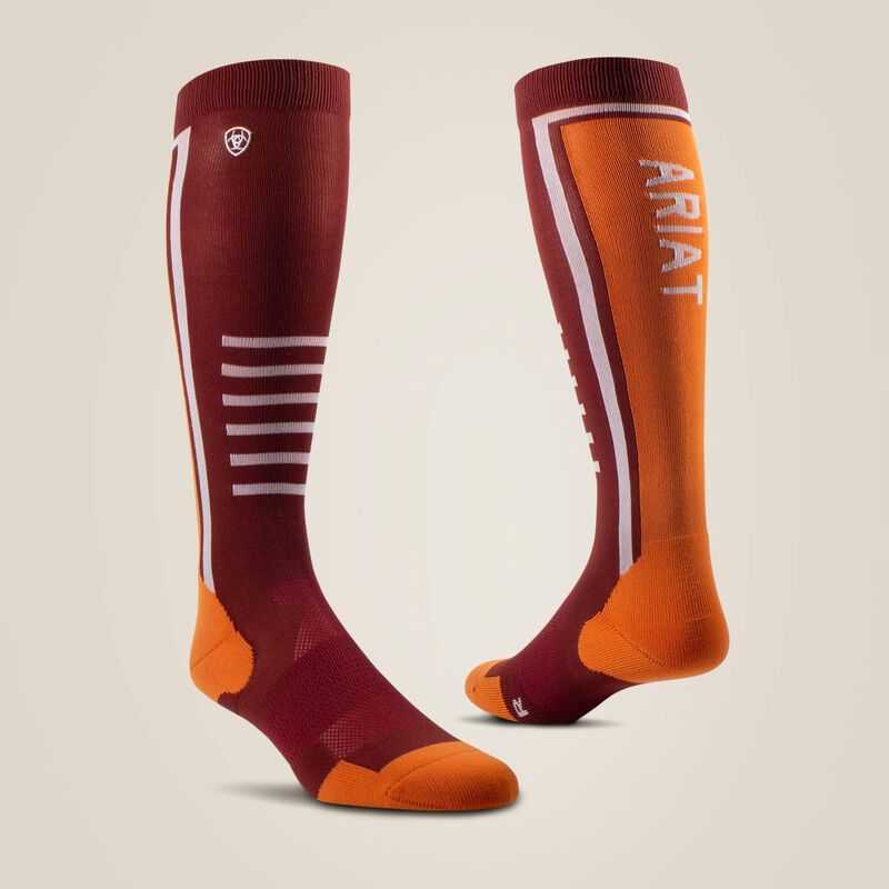 Ariat AriatTEK Slimline Performance Socks Dark Red | 458MCRJST