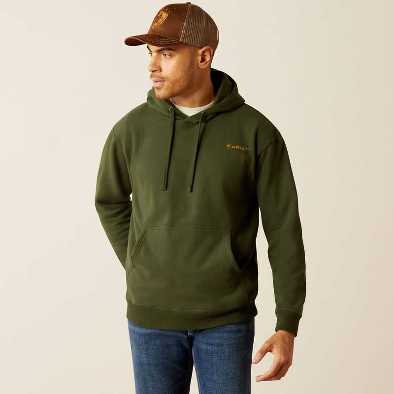 Ariat Barbwire Skull Hoodie Dark Green | 968TXRYQM