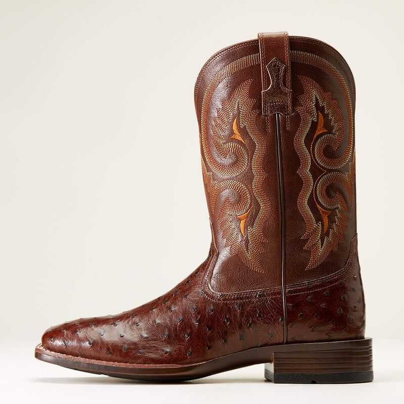 Ariat Barley Ultra Western Boot Dark Tabac Full Quill Ostrich | 064KYDHUF