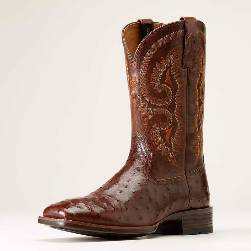 Ariat Barley Ultra Western Boot Dark Tabac Full Quill Ostrich | 064KYDHUF