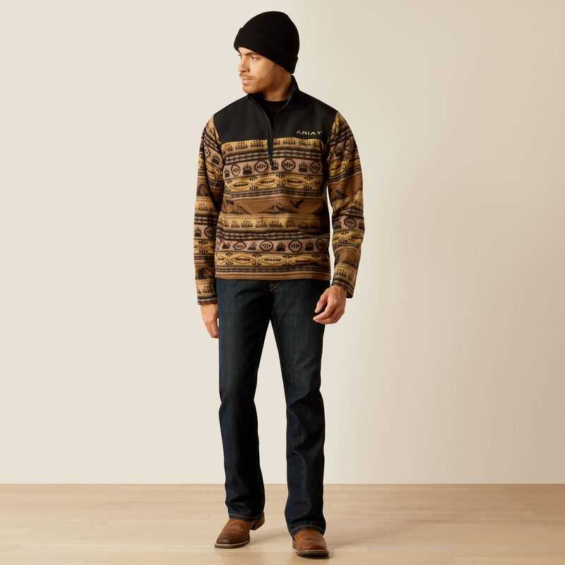 Ariat Basis 2.0 1/4 Zip Sweatshirt Brown | 015KSXRDW