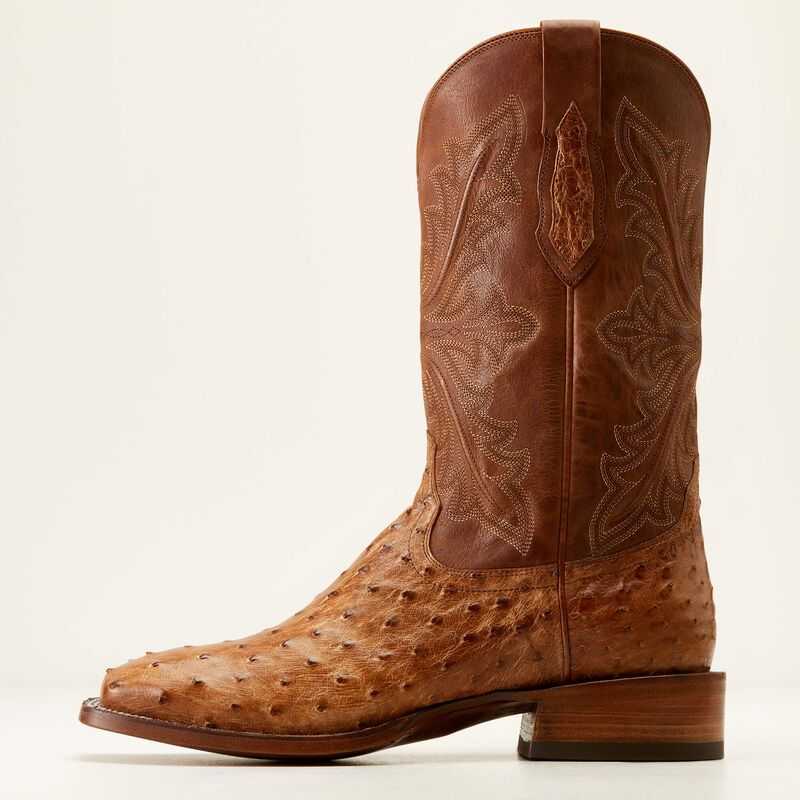 Ariat Bench Made Bassett Western Boot Buckskin Full Quill Ostrich | 204XJTZRH