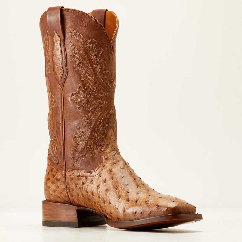 Ariat Bench Made Bassett Western Boot Buckskin Full Quill Ostrich | 204XJTZRH