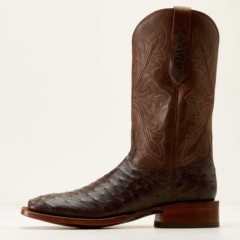 Ariat Bench Made Bassett Western Boot Espresso Full Quill Ostrich | 304ZXYVQE