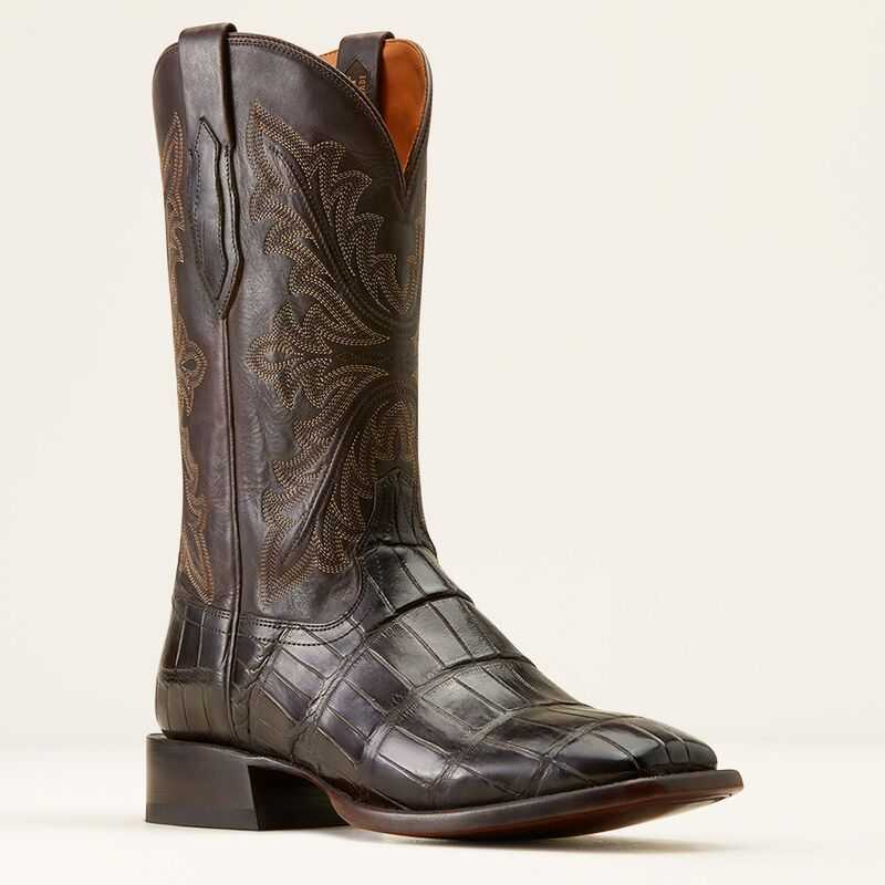 Ariat Bench Made Bassett Western Boot Hickory American Alligator Tail | 782VWRIEG