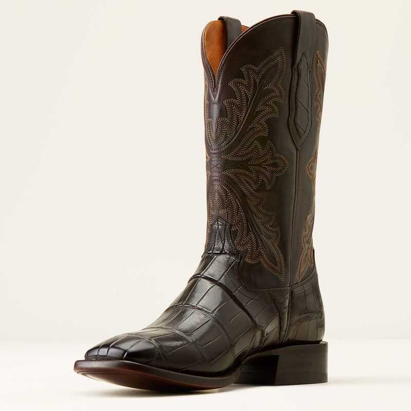 Ariat Bench Made Bassett Western Boot Hickory American Alligator Tail | 782VWRIEG