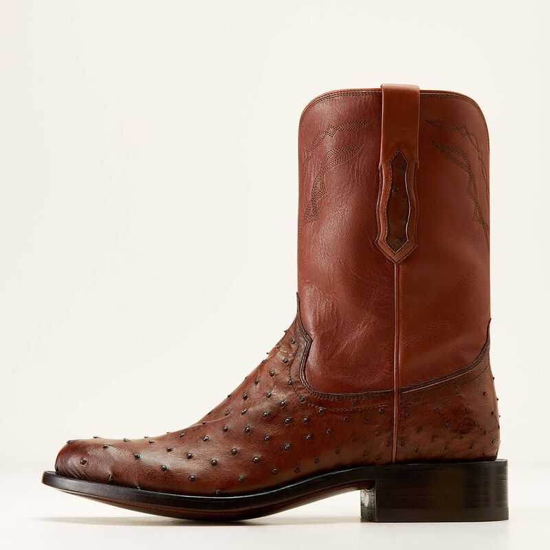 Ariat Bench Made Clanton Western Boot Bourbon Full Quill Ostrich | 674XYSIHP