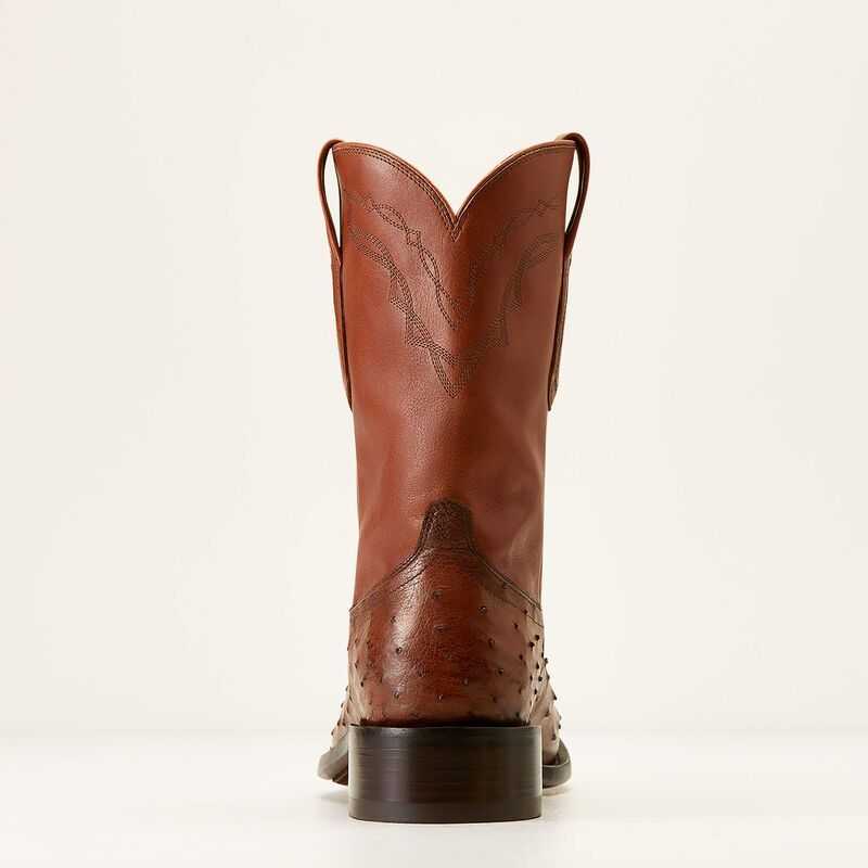 Ariat Bench Made Clanton Western Boot Bourbon Full Quill Ostrich | 674XYSIHP