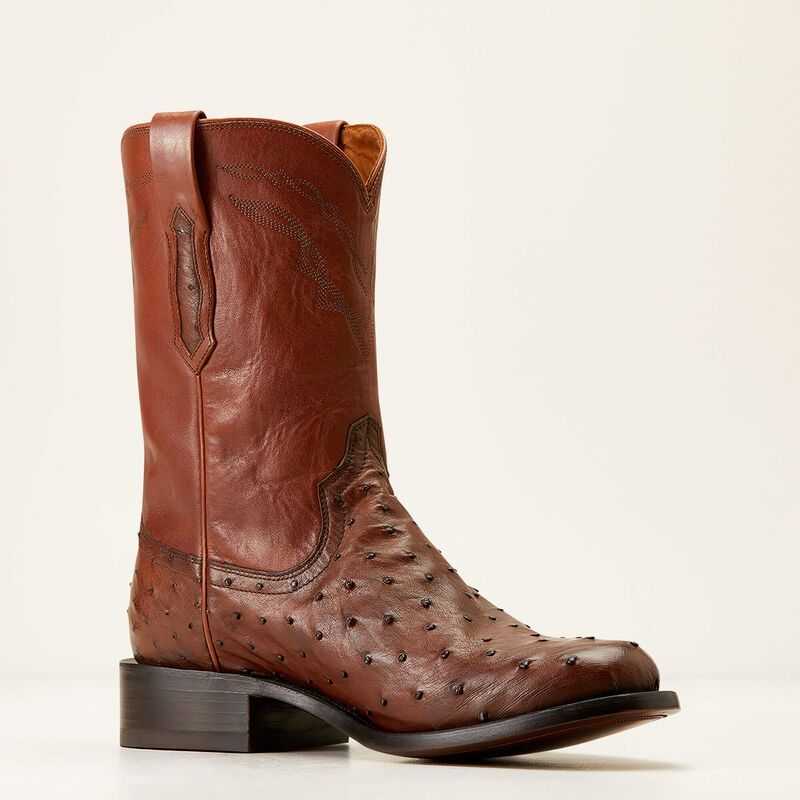 Ariat Bench Made Clanton Western Boot Bourbon Full Quill Ostrich | 674XYSIHP